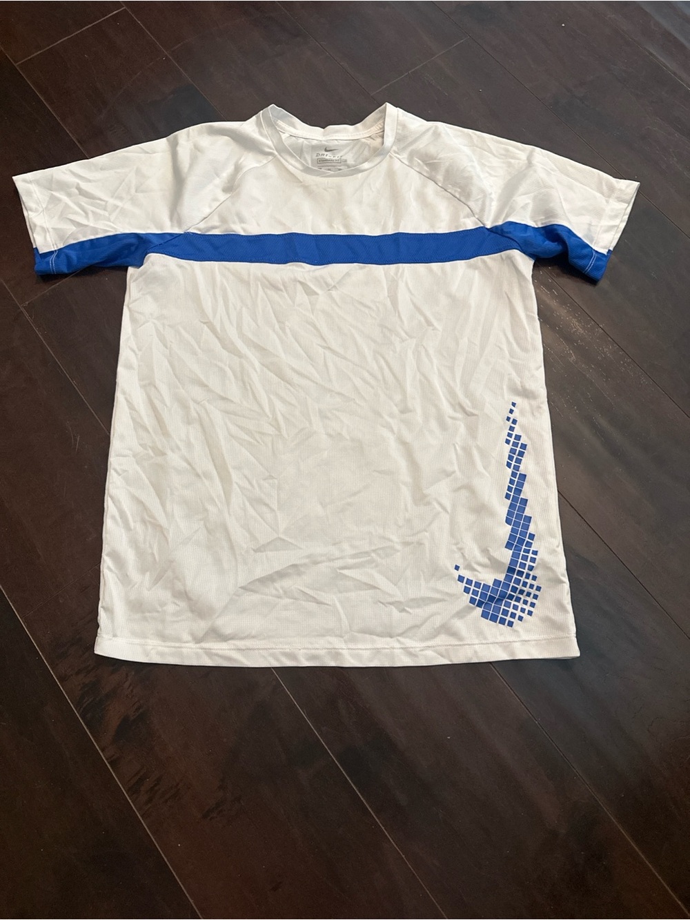 Nike White & Blue Short Sleeve Kids Sports Tee